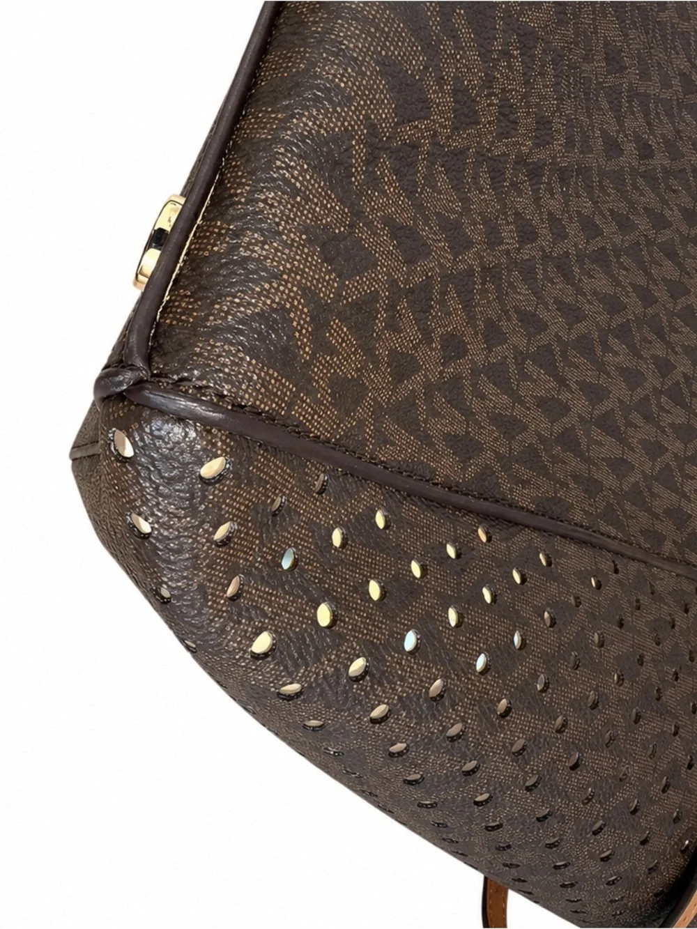 Michael Kors Tote East West Signature Jacquard Voyager Dark Brown Bag Purse